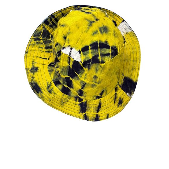 Reversible Tie-Dye Bucket Hat In Blue & Yellow Cotton - Picture 7 of 8